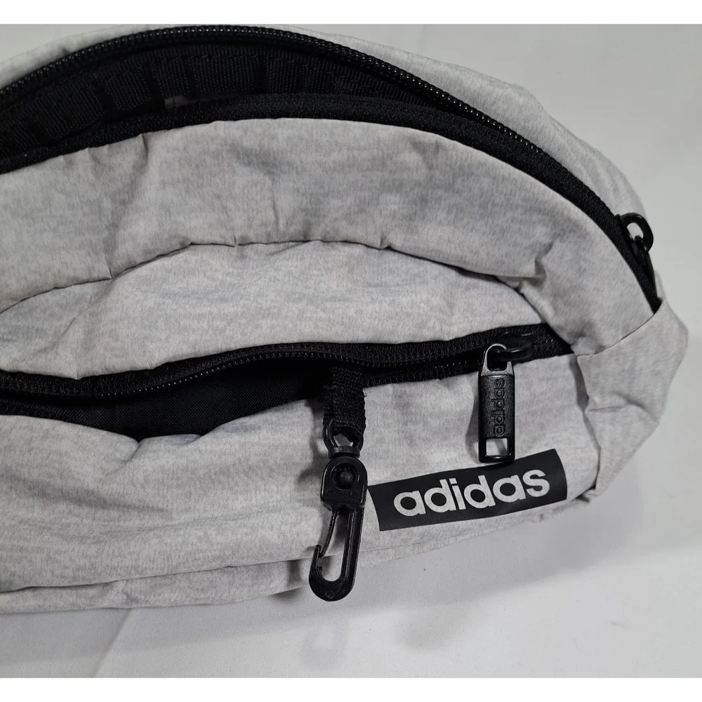 Adidas Waist Bag Fanny Pack Heather Grey Jersey Logo Adjustable Strap Streetwear